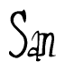 The image is a stylized text or script that reads 'San' in a cursive or calligraphic font.