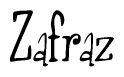 The image is of the word Zafraz stylized in a cursive script.