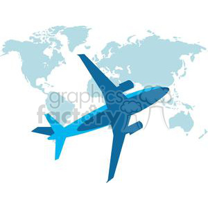 The clipart image depicts a cartoon-style airplane flying around the Earth. This image conveys a sense of travel, global exploration, and the concept of airplanes connecting different parts of the world.