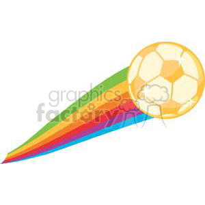 Gold soccer ball with rainbow tail