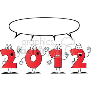 2097-2012-New-Year-Numbers-Cartoon-Characters-With-Speech-Bubble