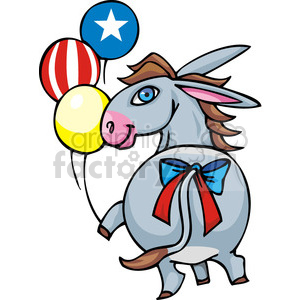 Democrat donkey holding balloons