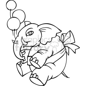 black and white Republican mascot floating with balloons