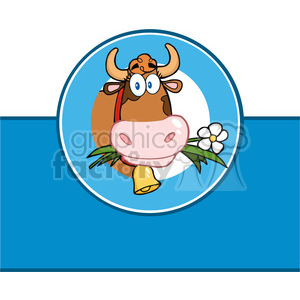 Royalty Free RF Clipart Illustration Cartoon Label With Cow