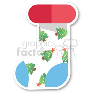 cartoon christmas stocking with christmas trees vector flat design