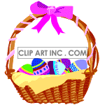 Animated dancing chicks in Easter basket with eggs