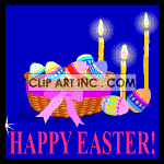 Animated Easter greetings with candles and basket of eggs