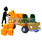 Animated guy loading boxes into a truck