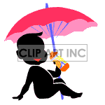 Animated boy drinking soda under an umbrella