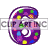This animated gif is a purple number 6 in a Psychedelic style - with lots of flashing colors