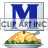 This animated GIF shows a thanksgiving turkey, with a blue spinning letter m on a card above it