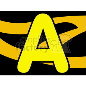 This image features a vibrant yellow capital letter A centered over a black background with yellow stripes extending behind it, giving an effect that might resemble rays of light or motion. 