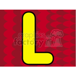 The clipart image features a large, yellow capital letter L centered on a red background with a pattern that could be interpreted as scales or waves.