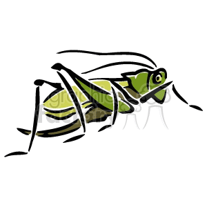 The image is a clipart of a grasshopper. It is stylized with minimal color and detail, capturing the key features of the insect like its long hind legs and distinctive shape.
