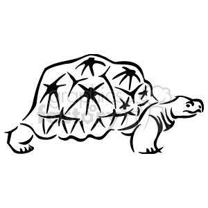 The image is a black and white line drawing of a turtle. The turtle's shell is detailed with various shapes forming a pattern, and its head, legs, and tail are visible. The style is simplistic, resembling a clipart or a basic illustration.