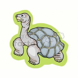 The image is a cartoon-style clipart of a turtle with an outstretched neck. It features a turtle with a rounded shell, segmented into hexagonal patterns typical of a turtle's carapace. Its limbs are visible, and it has a friendly expression.