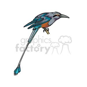 The image is a clipart illustration of a Scissor-tailed Flycatcher, which is a bird characterized by its long, forked tail and distinct coloration. This stylized depiction shows the bird with its prominent tail feathers, a detail that is quite recognizable for this species.