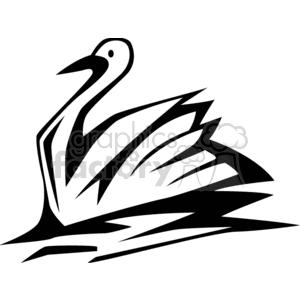 Black and white abstract of a swan swimming