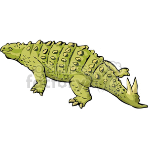 The clipart image features a stylized depiction of a green dinosaur. It has prominent spiky protrusions along its back, a thick tail with spikes at the end, and a sturdy, robust body structure.