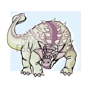 The image shows a stylized clipart illustration of a dinosaur. This particular dinosaur resembles a ceratopsian, likely inspired by Triceratops or a similar genus, characterized by its large frilled head and what appears to be a beak-like mouth. It has a row of protective spines or scales down its back and a robust, four-legged body structure.