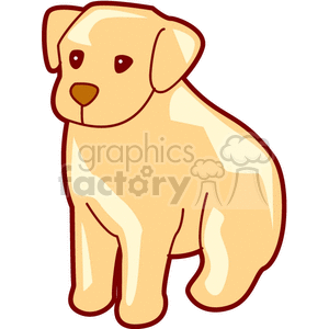 The image is a simple cartoon-style clipart of a tan-colored dog. The main features include a large head, floppy ears, and a sitting position.