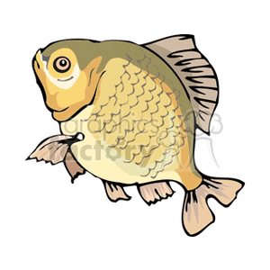 This clipart image features a stylized drawing of a fish. The fish has large, prominent scales, fins, and an open eye. The coloration is yellow and cream with hints of brown.