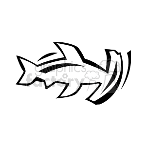 The clipart image depicts a stylized hammerhead shark. The design is minimalistic and appears to be in black and white, using bold lines to define the shape of the shark.