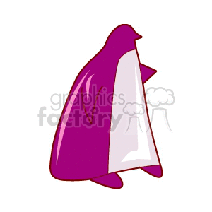 The clipart image shows a stylized rendition of a penguin. The penguin is primarily purple with a contrasting white front. It appears to be a simple, graphic representation of the bird, ideal for various design purposes. 