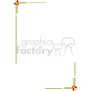 The clipart image displays a decorative border or frame with a geometric design. The corners are embellished with what appear to be stylized triangles or arrows in red and yellow, adding a subtle pop of color. This border could be used for a variety of design purposes, such as framing text on a certificate, page decoration, or as part of a graphic for a poster or flyer.