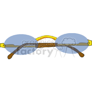 The clipart image displays a pair of eyeglasses, commonly known as reading glasses. The glasses have round lenses, a metallic frame with nose pads, and earpieces or temple arms that appear to be coated for comfort.
