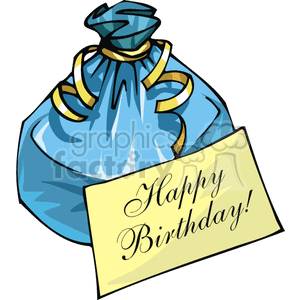 Blue birthday gift with a happy birthday label