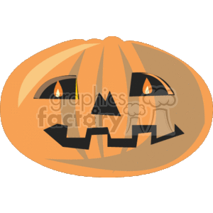The image is a clipart illustration of a Halloween pumpkin, commonly known as a jack-o'-lantern, featuring a carved face with triangular eyes and a jagged mouth, and candles glowing inside.