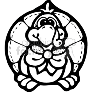 The clipart image features a cartoon-style drawing of a turkey. It's a simple black and white illustration, likely designed to be cute and suitable for themes around Thanksgiving or the holidays.