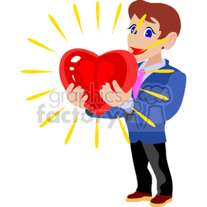 Man in suit holding a red heart