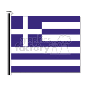 This is a clipart image of the national flag of Greece, which features blue and white stripes with a blue canton containing a white cross.