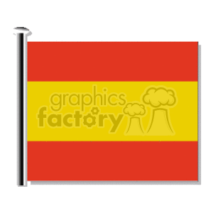 The image shows a clipart depiction of the flag of Spain. It features three horizontal bands: a wider red band at the top, a yellow band in the middle, and another red band at the bottom.