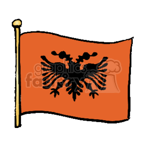 The clipart image depicts the flag of Albania, which features a black double-headed eagle on a red background.