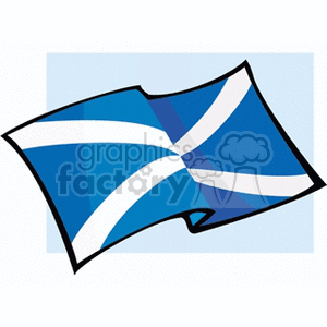The image contains a stylized illustration of the Scottish flag, also known as the Saltire or Saint Andrew's Cross. It features a blue field with a white diagonal cross extending to the edges of the flag.