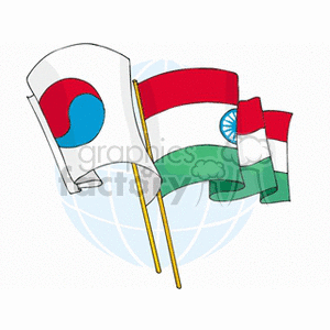 This image features the national flags of South Korea and India, displayed on poles with a stylized globe in the background emphasizing an international context.