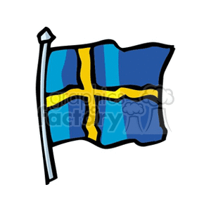 The image contains a stylized representation of the flag of Sweden. The design features the characteristic blue field with a yellow or gold Nordic cross that extends to the edges of the flag.