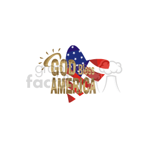 The image is a patriotic clipart featuring a star with the American flag design (stars and stripes) and the phrase GOD bless AMERICA prominently displayed across it. The design conveys a sense of American pride and is possibly intended for use during national holidays like the Fourth of July, Memorial Day, or other patriotic events.