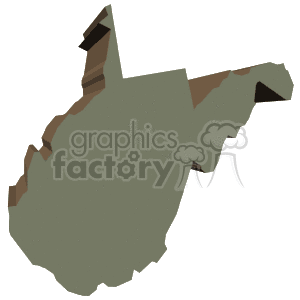 This clipart image appears to be a simplified, stylized depiction of the state of West Virginia in the United States. The shape is recognizable as the map outline of West Virginia, portrayed in a 3D perspective with shading to provide depth.