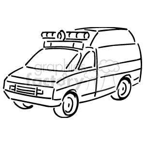 The image is a line drawing of an ambulance.