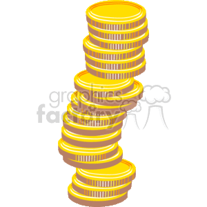 This clipart image features a stack of gold coins. The coins appear to be staggered and are arranged to give a sense of three-dimensional depth.