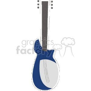 This clipart image features a stylized representation of an electric guitar. The guitar is predominantly blue, with a darker fretboard and lighter strings.