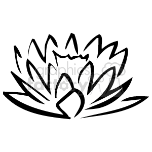 The clipart image depicts a stylized lotus flower with several layers of petals radiating outward from the center. The illustration is executed with simple lines and is minimalistic, without shading or color.