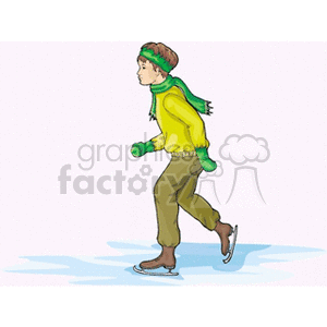 Young adult ice skating
