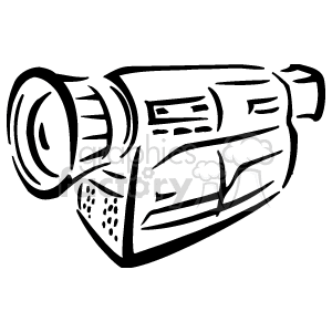 The clipart image depicts a camcorder, a type of electronic device specifically designed for recording video and often used in video production, home movies, and broadcasting.