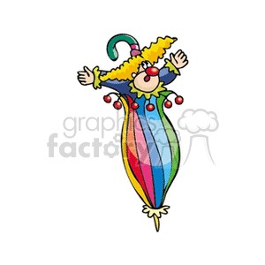 clown in a rainbow umbrella 