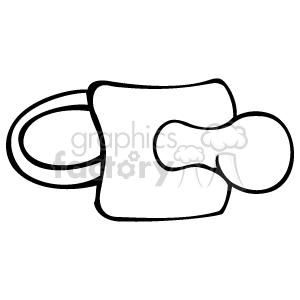 The image is a simple black and white line drawing of a pacifier. 